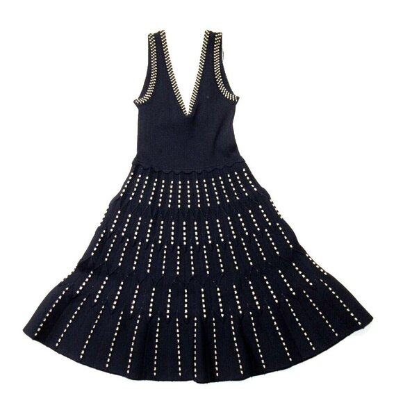 NWT Sandro Jasm in Marine Ribbed Stretch Knit Fi & Flare Tank Dress 36 / US 4 - Picture 2 of 10